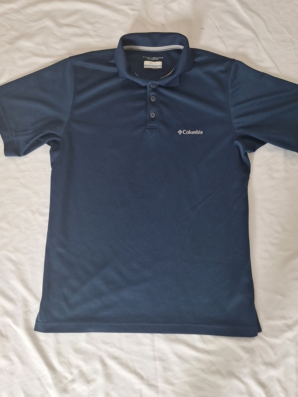 Columbia Omni-Shade Sun Protection Polo Shirt Men’s Medium Blue Short Sleeve